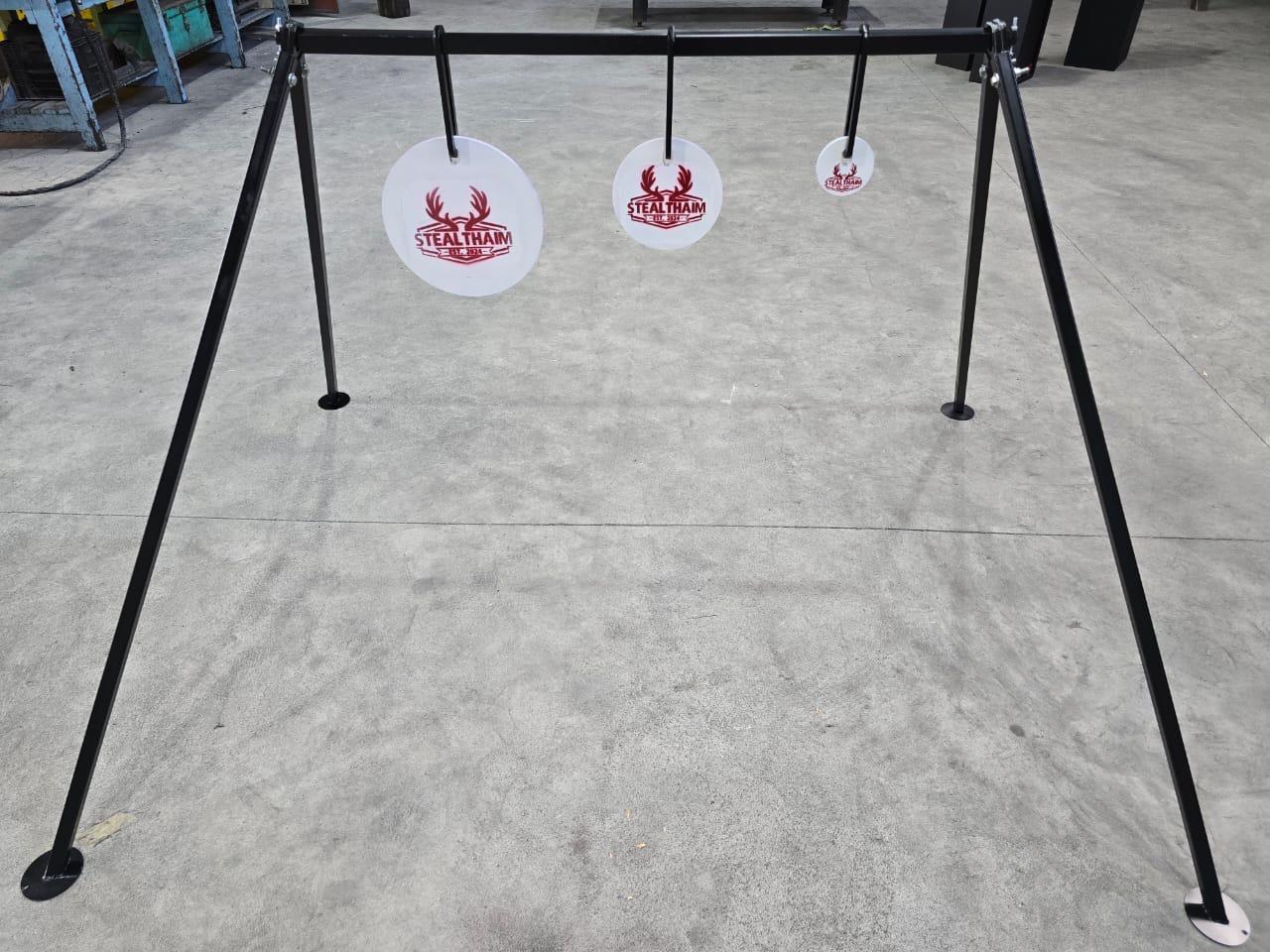 Target stand with 3 gongs
